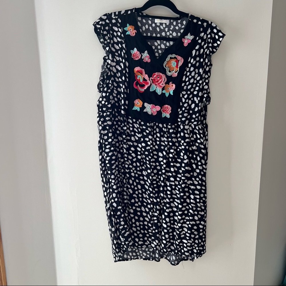 Black and White Embroidered Dress